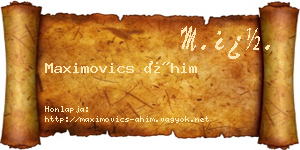 Maximovics Áhim névjegykártya